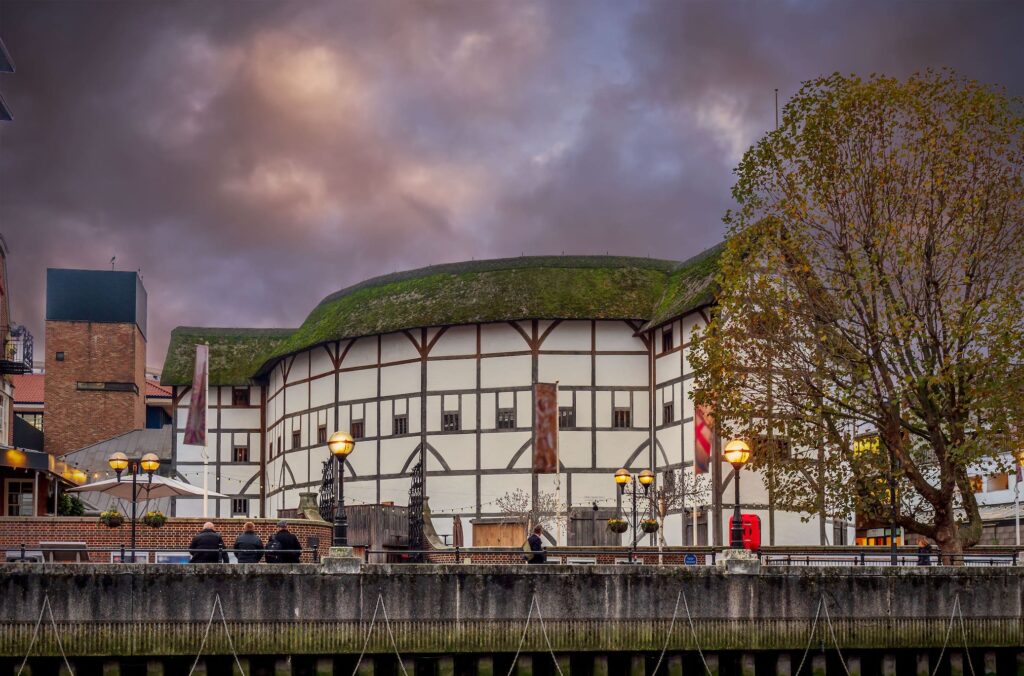 Shakespeare's Globe Theatre in London, England, burns down during a performance of "Henry VIII"