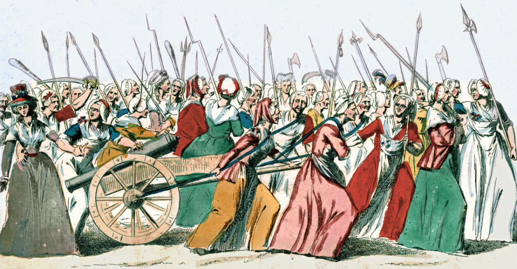 French Revolution: Women of Paris march to Versailles to confront Louis XVI