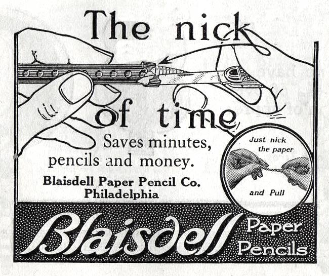 Frederick E Blaisdell patents the pencil
