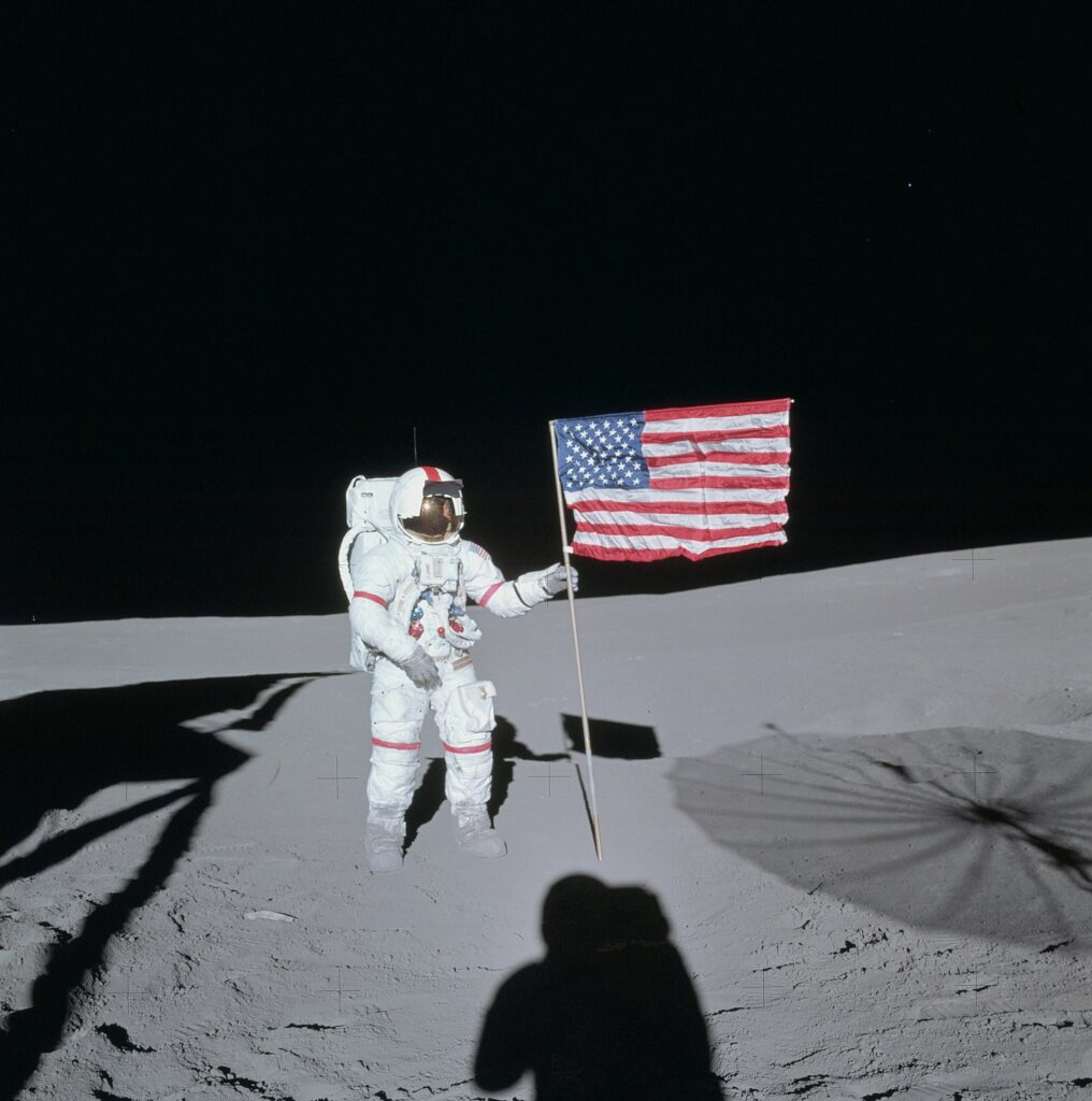 American astronaut Alan Shepard is 1st to hit a golf ball on the moon