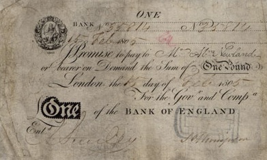 The First £1 Note Issued by the Bank of England