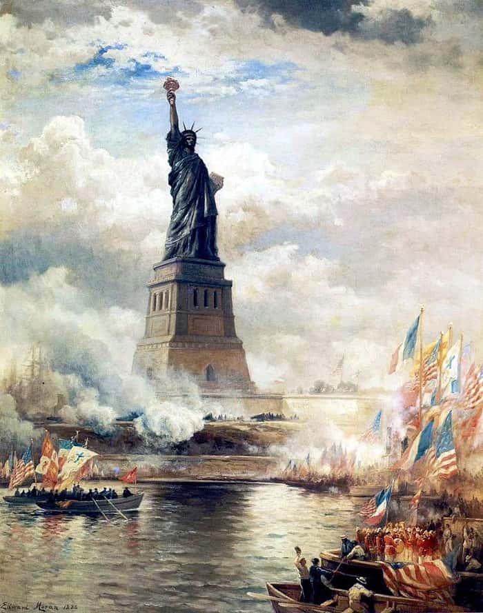The Arrival of the Statue of Liberty in New York Harbor